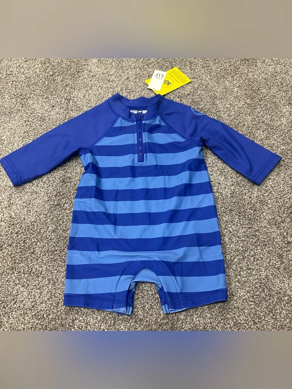 NWT Baby Gap Striped Rash Guard Swimsuit Blue UPF 3-6 months